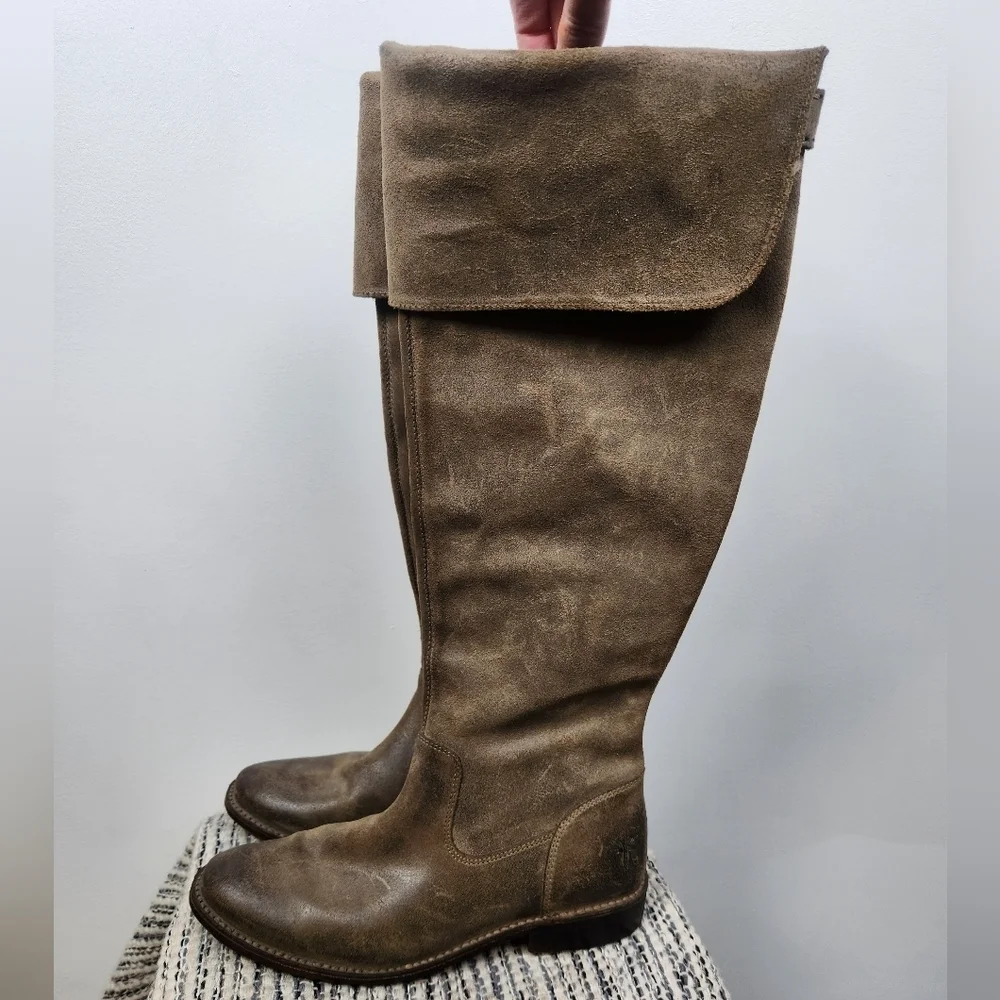 Frye Shirly Over The Knees Boots Suede Leather Womens Size 6